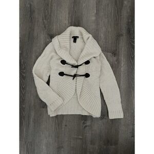 Willi Smith L Cardigan Knit Cream Toggle Shawl Collar Heavy Duty Cozy